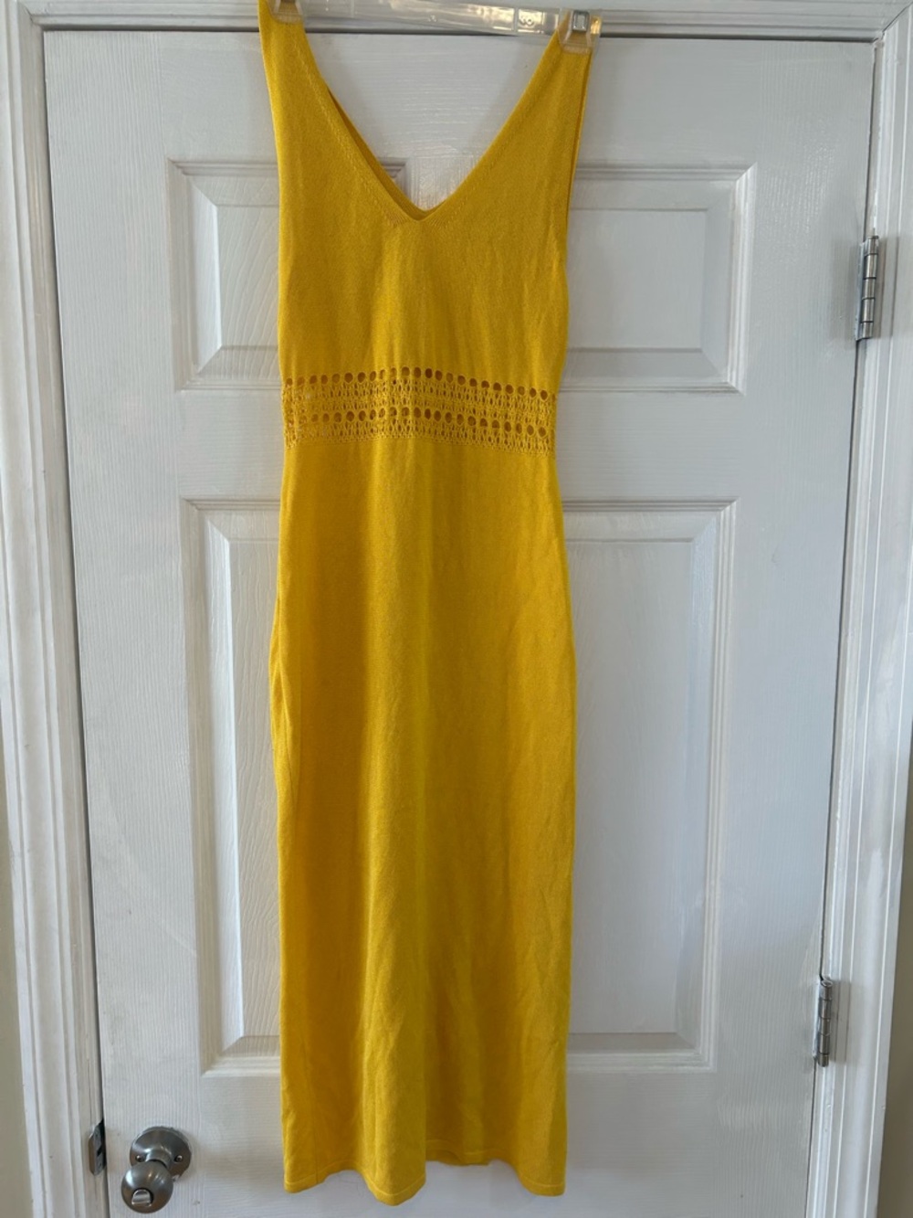 H&M Mustard Yellow V-Neck Maxi Dress with Crochet Waist
